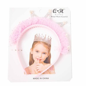 Princess Hair Band For Baby Girl With Unique Crystal Ears Design - Light  Pink