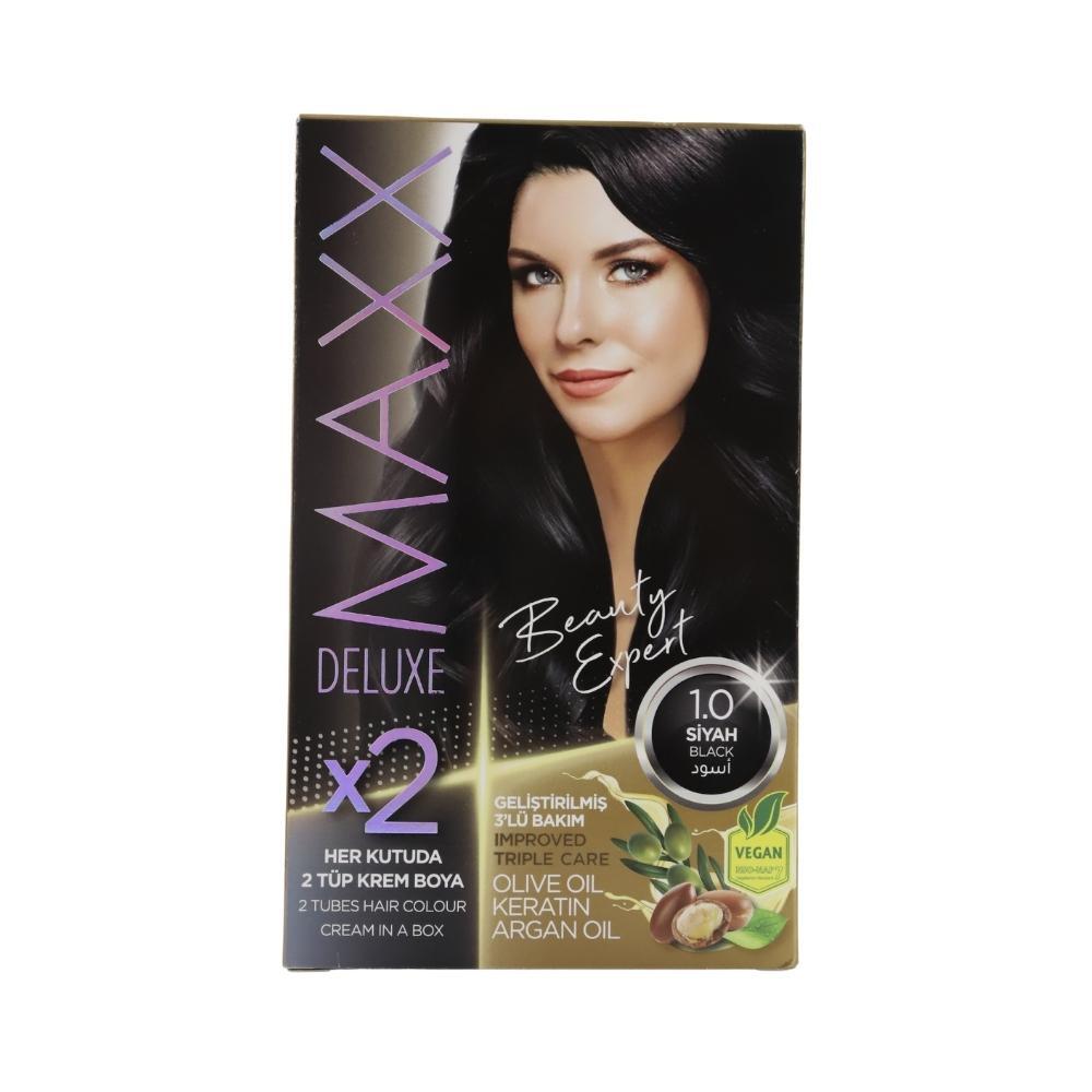 Maxx Hair Deluxe Hair Color Kit With Olive & Keratin Argan Oil,  Black